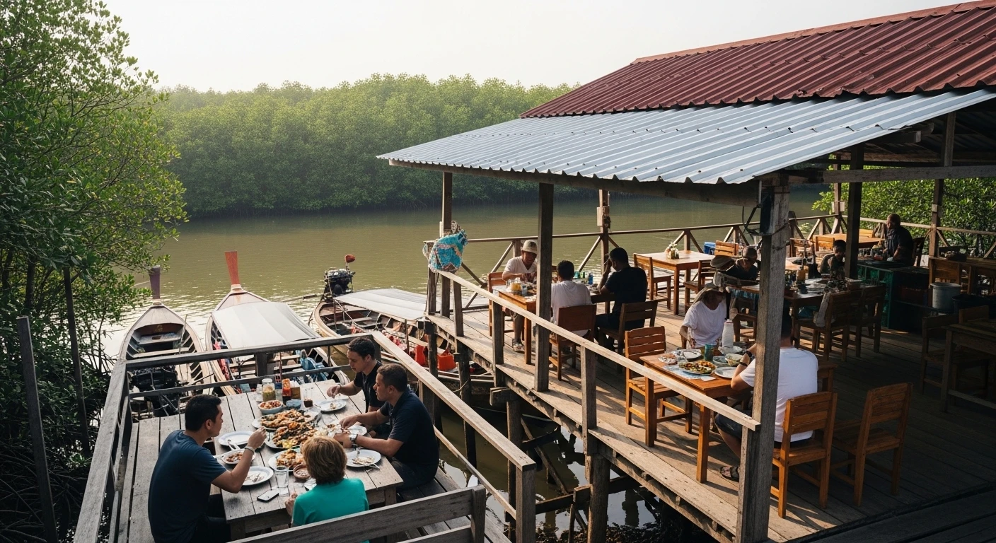 A mudskipper fish perched on mangrove roots in the Can Gio wetlands.