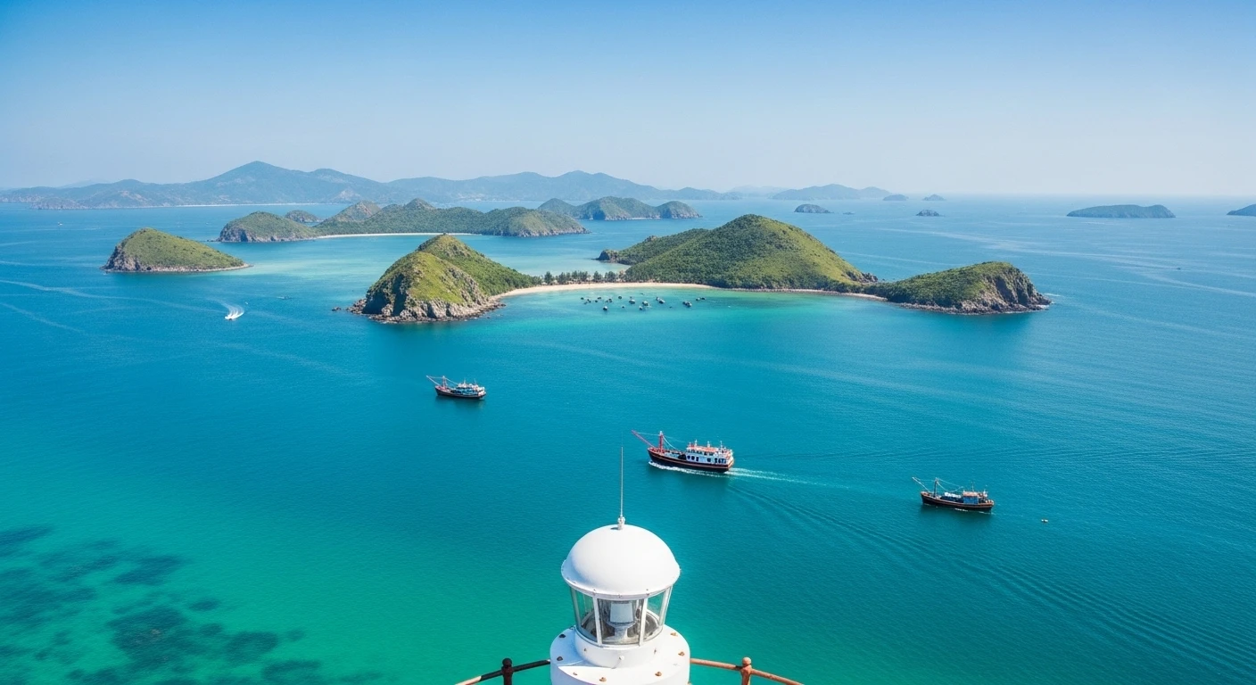 View from Nam Du lighthouse looking over the archipelago