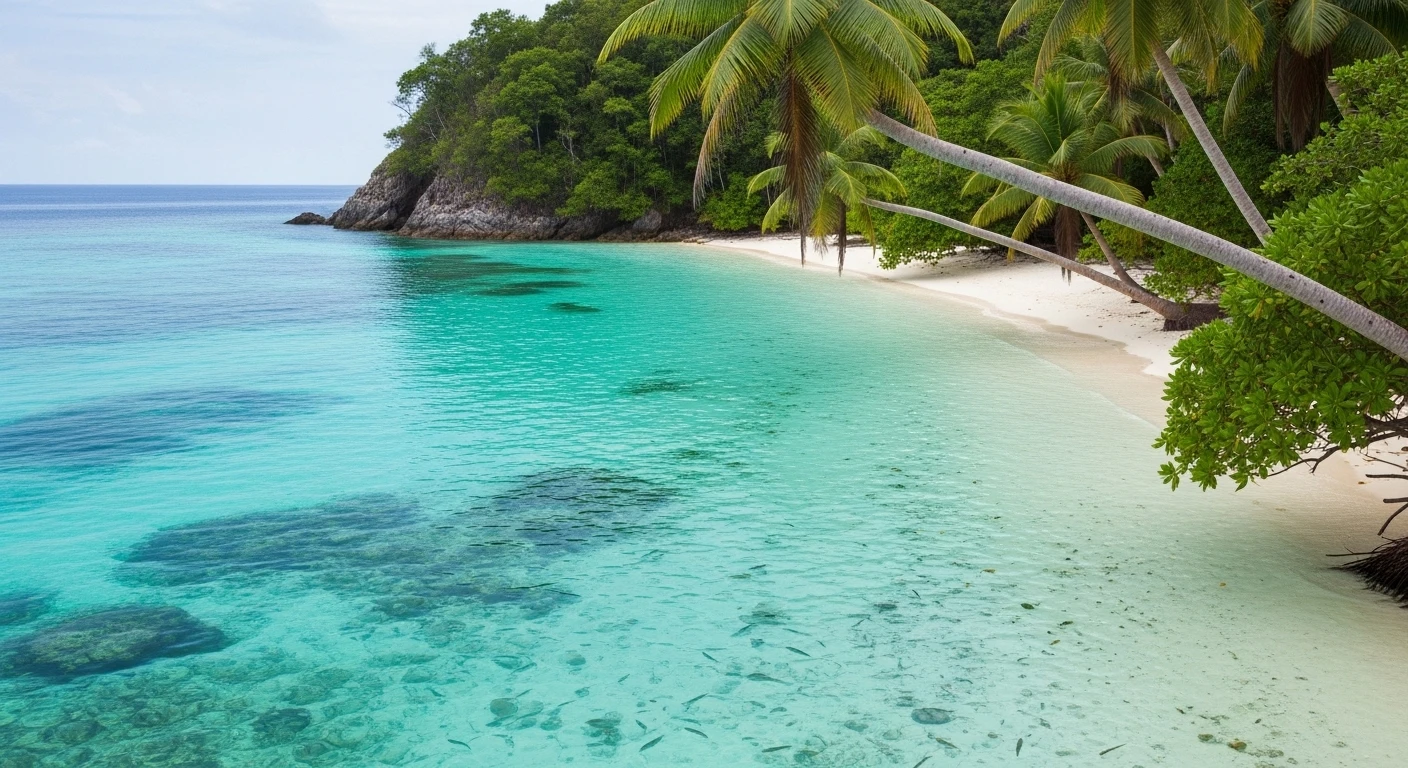 A secluded turquoise bay in Nam Du with clear water and white sand beach