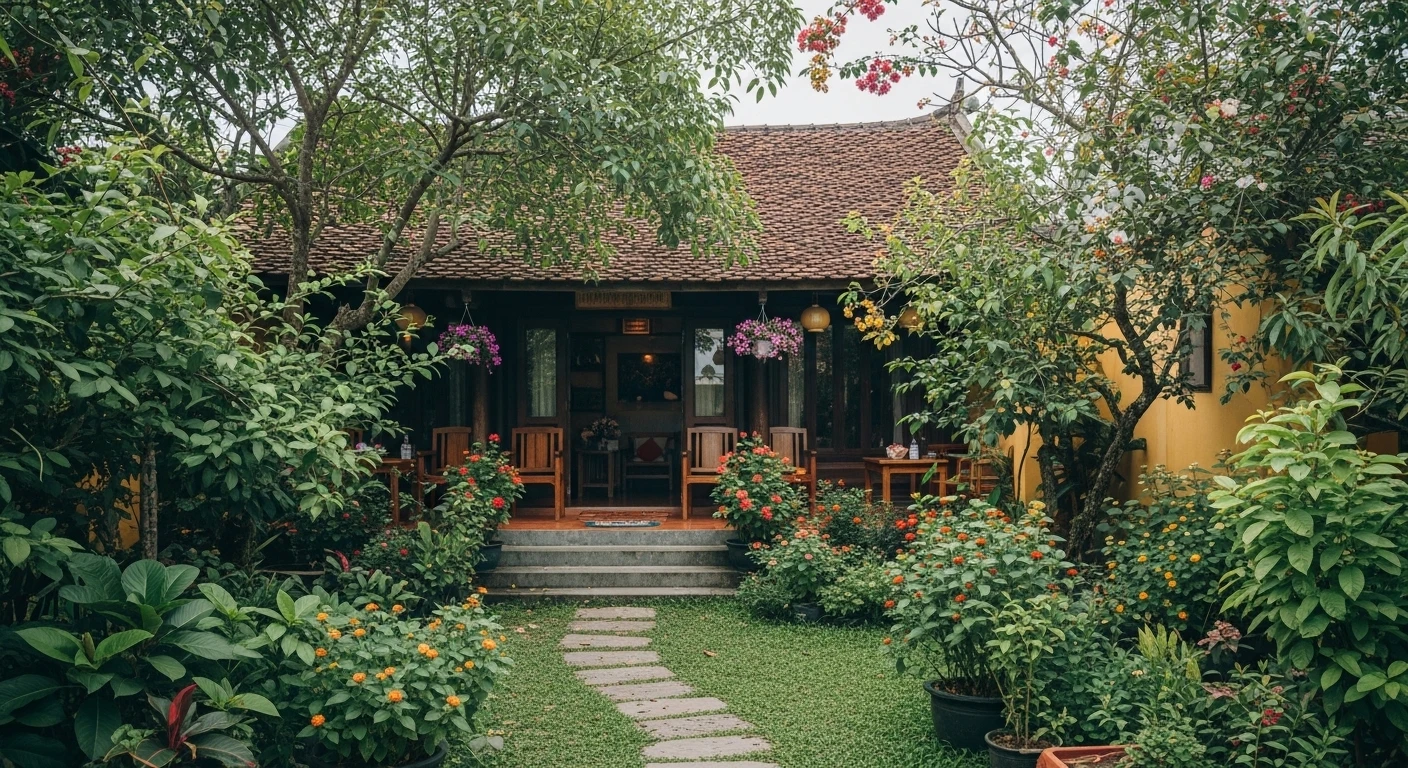 A charming local guesthouse on Phu Quy Island with a tropical garden.